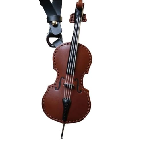 Bueyrfrq Leder-Schlüsselanhänger mit Violine und Cello, Mini-Schlüsselanhänger mit Musikinstrument, Vintage-Leder-Schlüsselanhänger mit Violine, von Bueyrfrq