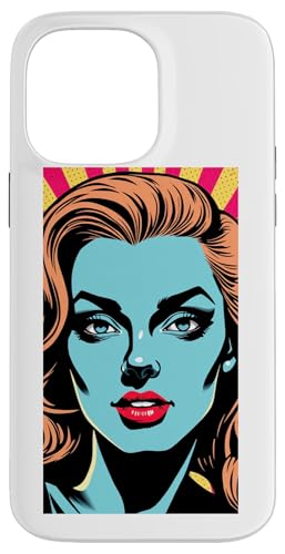 Hülle für iPhone 14 Pro Max Retro Pop Art Gesicht Design in kräftigen Farben von Buffys Flavorful Journey