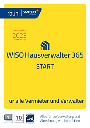 WISO Hausverwalter 365 Start - Modernes Mieter-Management für bis zu 10 Wohnungen | 2023 | PC | PC Aktivierungscode per Email von Buhl Data Service GmbH