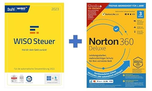 WISO Steuer 2023 (Steuerjahr 2022) + Norton 360 2022 Deluxe (3 Geräte) | 2023 | Aktivierungscode per Email von Buhl Data Service