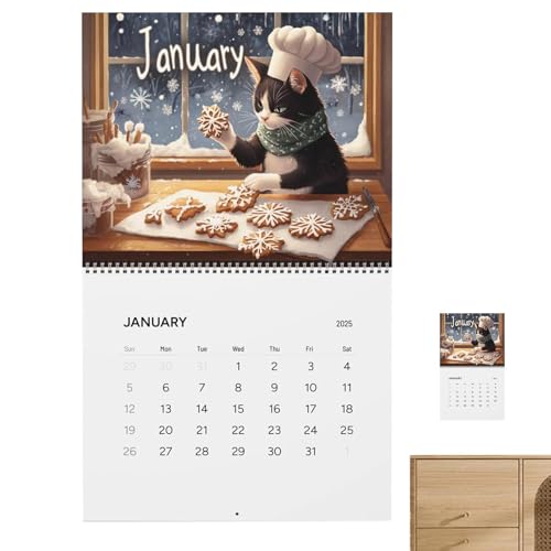 Katzenkalender mit bezaubernden Fotos 2025, Katzen-Wandkalender 2025, Kätzchen-Monats-Wandkalender, umfangreiche Verwendung, einfach anzuzeigen, 28 x 21,5 x 0,8 cm für Zuhause, Büro von Buhygn