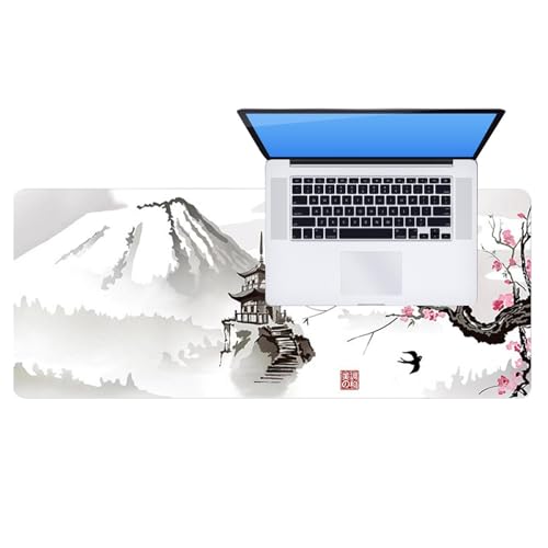 Schneebedeckter Tempel Mousepad, Tempel im Schnee-Mousepad, Computertischmatte, einfach zu reinigen, Anti-Slip-Basis, 80x40x0,3 cm für Erwachsene von Buhygn