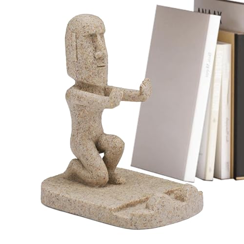 Buhyujkm Resin Easter Island Phone Stand | Funny Phone Stand for Desk | Resin Easter Island Smartphone Holder - Cute Figurine Decor for Cell Phones and Tablets, Unique Easter Island Statue Design von Buhyujkm