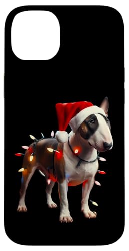 Hülle für iPhone 14 Plus Bullterrier Weihnachtsmannmütze Weihnachtsbeleuchtung Hundebesitzer Mama Papa von Bull Terrier Christmas Products