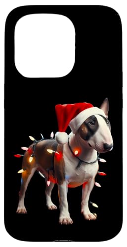 Hülle für iPhone 15 Pro Bullterrier Weihnachtsmannmütze Weihnachtsbeleuchtung Hundebesitzer Mama Papa von Bull Terrier Christmas Products