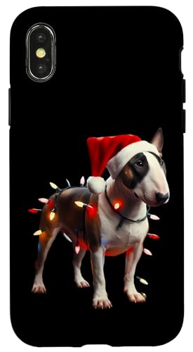 Hülle für iPhone X/XS Bullterrier Weihnachtsmannmütze Weihnachtsbeleuchtung Hundebesitzer Mama Papa von Bull Terrier Christmas Products