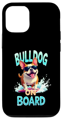 Coole Bulldogge Surfen Hund Hülle für iPhone 12/12 Pro von Bulldog Fun Designs