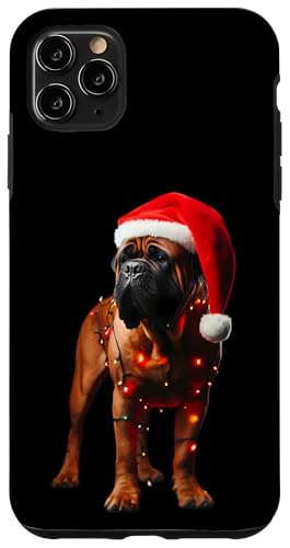 Hülle für iPhone 11 Pro Max Bullmastiff Weihnachtsmannmütze Weihnachtsbeleuchtung Hundebesitzer Mama Papa von Bullmastiff Christmas Products