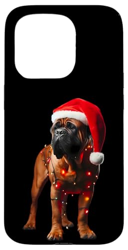 Hülle für iPhone 15 Pro Bullmastiff Weihnachtsmannmütze Weihnachtsbeleuchtung Hundebesitzer Mama Papa von Bullmastiff Christmas Products