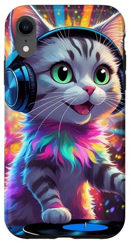 DJ Katze Mädchen Liebt Musik | Katzen Party Mit Kopfhörer Hülle für iPhone XR DJ Katze Mädchen Liebt Musik | Katzen Party Mit Kopfhörer Hülle für iPhone XR von Bunte DJ Katze Eyecatcher mit Party-Vibes