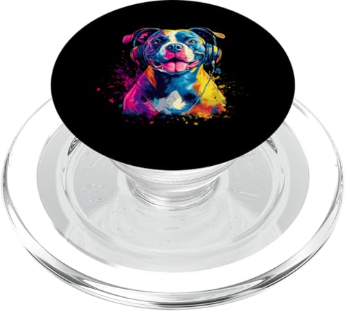 Bunt Künstlerisch American Pitbull Kopfhörer Pit Bull Hunde PopSockets PopGrip für MagSafe von Bunte Künstlerische American Pitbull Hundemotive