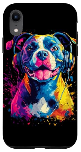 Hülle für iPhone XR Bunt Künstlerisch American Pitbull Kopfhörer Pit Bull Hunde von Bunte Künstlerische American Pitbull Hundemotive