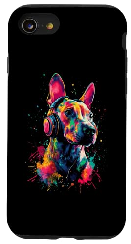 Hülle für iPhone SE (2020) / 7 / 8 Bunt Künstlerisch Bullterrier Musik Kopfhörer Bull Terrier von Bunte Künstlerische Bullterrier Hundemotive