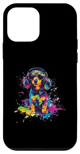 Hülle für iPhone 12 mini Hund Dackel Musik Kopfhörer Bunt Kunst Fellnase Teckel von Bunte Künstlerische Dachshund Hundemotive