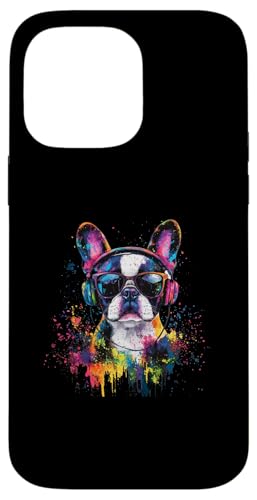 Hülle für iPhone 14 Pro Max Frenchie Französische Bulldogge Musik Kopfhörer Fellnase von Bunte Künstlerische Frenchie Hundemotive