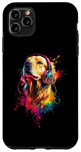 Hülle für iPhone 11 Pro Max Bunt Künstlerisch Golden Retriever Musik Kopfhörer Goldie von Bunte Künstlerische Golden Retriever Hundemotive