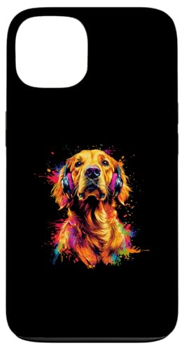 Hülle für iPhone 13 Bunt Künstlerisch Golden Retriever Musik Kopfhörer Goldie von Bunte Künstlerische Golden Retriever Hundemotive