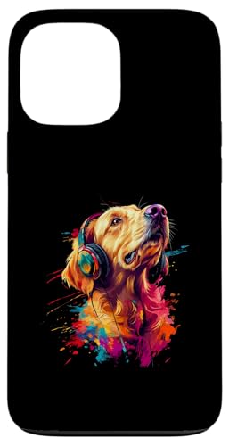 Hülle für iPhone 13 Pro Max Bunt Künstlerisch Golden Retriever Musik Kopfhörer Goldie von Bunte Künstlerische Golden Retriever Hundemotive