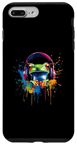 Hülle für iPhone 7 Plus/8 Plus Bunt Frosch mit DJ Kopfhörer Kröte Waldtiere Laubfrosch von Bunte Künstlerische Hipster Waldtiere Tier Motive