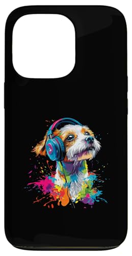 Hülle für iPhone 13 Pro Bunt Künstlerisch Jack Russell Terrier Kopfhörer Hund Jacky von Bunte Künstlerische Jack Russell Hundemotive