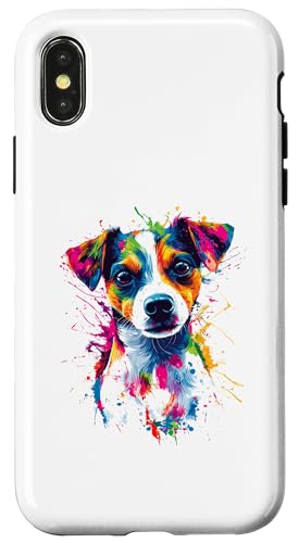 Hülle für iPhone X/XS Bunt Künstlerisch Jack Russell Terrier Hund Jacky von Bunte Künstlerische Jack Russell Hundemotive