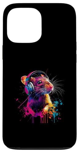 Hülle für iPhone 13 Pro Max Bunt Künstlerisch Hausratte Maus Musik Kopfhörer Ratte von Bunte Künstlerische Ratte Hausratte Maus Motif