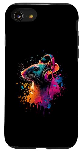 Hülle für iPhone SE (2020) / 7 / 8 Bunt Künstlerisch Hausratte Maus Musik Kopfhörer Ratte von Bunte Künstlerische Ratte Hausratte Maus Motif