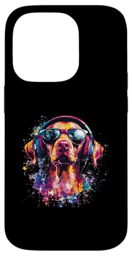 Hülle für iPhone 14 Pro Hund Vizsla Musik Kopfhörer Bunt Kunst Fellnase von Bunte Künstlerische Vizsla Hundemotive