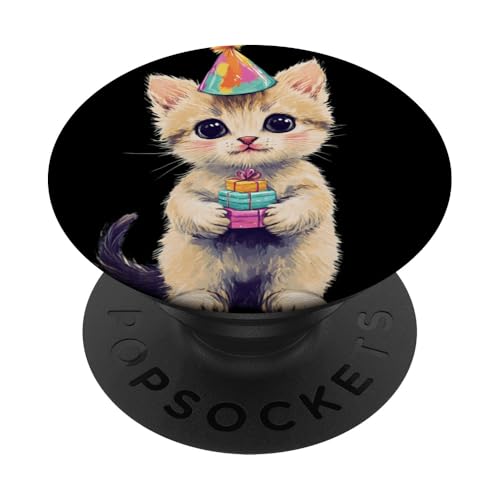 Niedliches Party Kätzchen Katzenliebhaber PopSockets Klebender PopGrip von Bunter verspielter Geburtstag