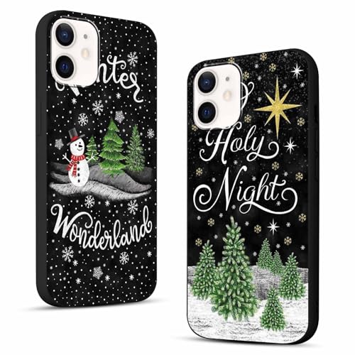 Buoluoioir 2 Stück Handyhülle für iPhone 12 Mini Hülle Weihnachten, Christmas Case mit Weihnachtsbaum Schneemann Aesthetic Muster für Weihnachts Mädchen Girls, Ultra Dünn Weich Silikon Schutzhülle von Buoluoioir