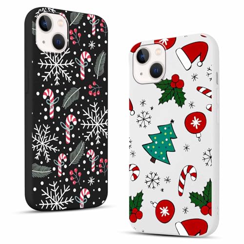 Buoluoioir 2 Stück Handyhülle für iPhone 13 Mini Hülle Weihnachten, Christmas Case mit Weihnachtsstock Aesthetic Muster für Weihnachts Mädchen Girls, Ultra Dünn Weich Silikon Schutzhülle von Buoluoioir