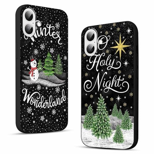 Buoluoioir 2 Stück Handyhülle für iPhone 16 Hülle Weihnachten, Christmas Case mit Weihnachtsbaum Schneemann Aesthetic Muster für Weihnachts Mädchen Girls, Ultra Dünn Weich Silikon Schutzhülle von Buoluoioir