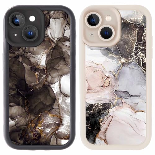 Buoluoioir 2 Stück Marmor Handyhülle für iPhone 14 6,1", Hülle mit Marble Muster Aesthetic Design Mädchen Frauen Schutzhülle, Weich TPU Silikon Kameraschutz Stoßfest Bumper Case Cover von Buoluoioir