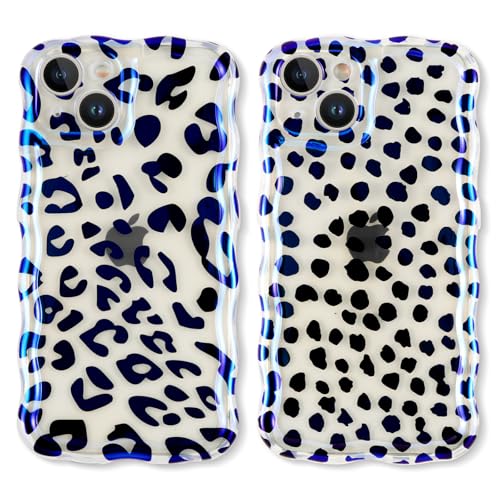 Buoluoioir 2 stück Handyhülle für Apple iPhone 14 6,1", Leopardenmuster Hülle lustiges Funny Hülle Süßes Bemaltes Muster Aesthetic Design Schutzhülle Slim Stoßfest Kratzfest Case,9 von Buoluoioir