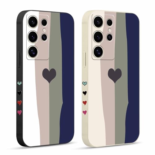 Buoluoioir 2 stück Handyhülle für Samsung Galaxy S24 Ultra 5G 6,8", Herzmuster Hülle lustiges Funny Hülle Muster Aesthetic Design Schutzhülle TPU Case für Samsung S24 Ultra, 2 von Buoluoioir