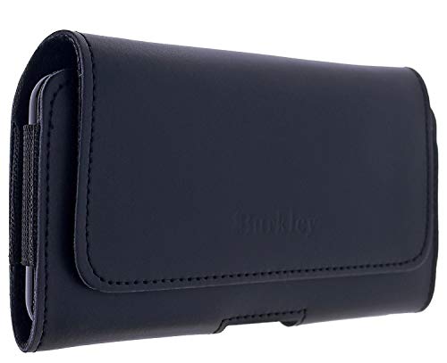 Burkley Slim Leder Gürteltasche für Samsung Galaxy S23+ / S24+ - Handy-Gürtelholster mit Gürtelschlaufe, 360-Grad Schutz, Querformat - Stilvoll und Praktisch (Schwarz) von Burkley