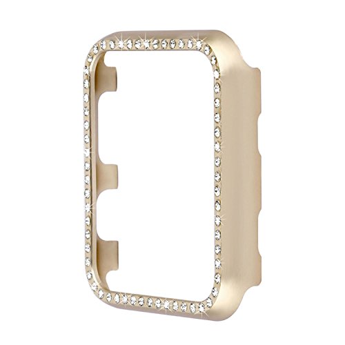 Kompatibel mit Apple Watch 44MM Schutzhülle Glitzer Gold, Frauen Ultra Dünn Metall Schutz Case Bling Strass Glitzer Hülle Aluminium Bumper Protective Cover Kompatibel mit iWatch 44MM Serie 6 SE 5 4 von Burlife