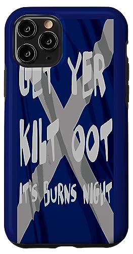 Hülle für iPhone 11 Pro Holen Sie sich Ihren Kilt von Its Burns Night White Text mit Saltire von Burns Night Gifts and Bonnie Scotland Tees taiche