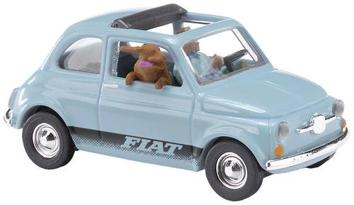 Busch 48735 H0 PKW Modell Fiat 500 mit Fahrer und Hund von Busch