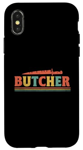 Hülle für iPhone X/XS Retro Metzgermesser Metzgerei Fleisch Metzger von Butchery Butchers Butcher Gifts