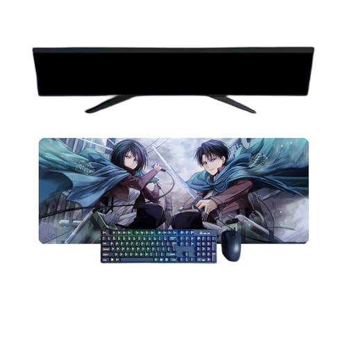 Attack on Titan Ackerman Mauspad XXL Multifunktional Gaming Anime, 800 x 300 mm, Gaming-Tastatur, wasserdicht und 3 mm, rutschfeste Gummibasis, strukturierte Oberfläche von ButkUs