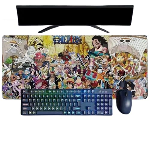 One Piece Anime Mauspad, XXL, 800 x 300 mm, Mauspad für Spiele, wasserdicht und 3 mm, rutschfeste Gummibasis, strukturierte Oberfläche von BUTKUS