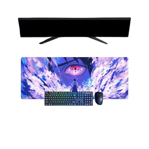 Uchiha Sasuke XXL-Mauspad, multifunktional, Gaming Anime, 800 x 300 mm, Mauspad, Gaming-Tastatur, wasserdicht und 3 mm, rutschfeste Gummibasis, strukturierte Oberfläche von BUTKUS