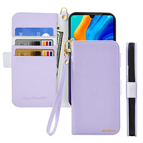 Butnyeoe Handyhülle für Huawei P30 Lite Klappbar Hülle,Litschi Textur Leder Wallet Schutzhülle Tasche Flip Cover Case,Magnetic Closure Klapphülle mit Kartenfach Standfunktion,Helles Lila von Butnyeoe