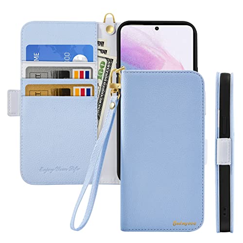 Butnyeoe Handyhülle für Samsung Galaxy A35 5G Klappbar Hülle,Litschi Textur Leder Wallet Schutzhülle Tasche Flip Cover Case,Magnetic Closure Klapphülle mit Kartenfach Standfunktion,Helles Blau von Butnyeoe