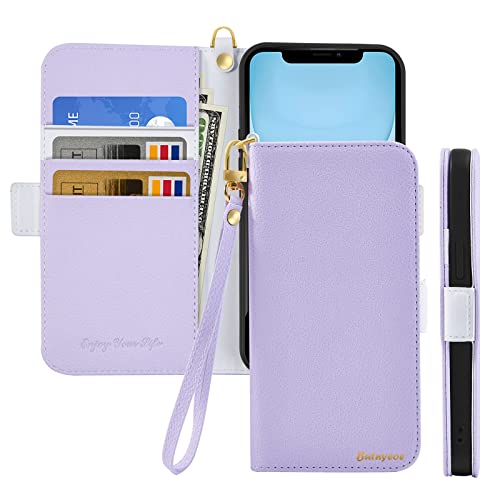 Butnyeoe Handyhülle für iPhone 11 Pro Max Klappbar Hülle,Litschi Textur Leder Wallet Schutzhülle Tasche Flip Cover Case,Magnetic Closure Klapphülle mit Kartenfach Standfunktion,Helles Lila von Butnyeoe