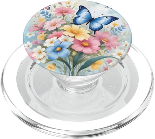 Schmetterlings-Blumenmuster, niedliche Blume PopSockets PopGrip für MagSafe von Butterfly Floral Phone Popper