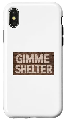 Hülle für iPhone X/XS Gimme Shelter Holzschild von Buy Cool Shirts