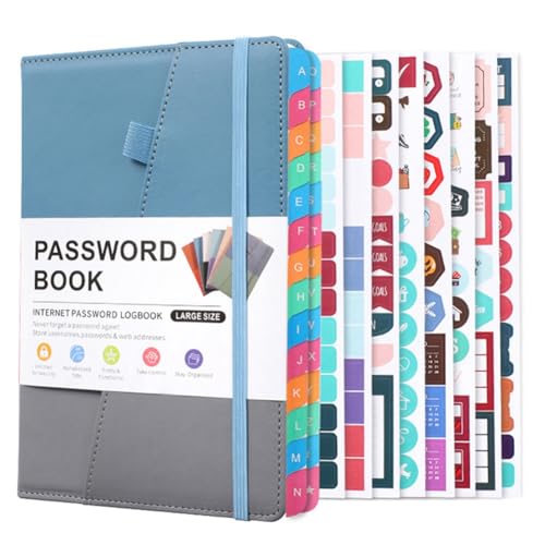 Bwardyth Passwortbuch mit Alphabetischen Tabs für Senioren, Passwort-Notizbuch für die Detaillierte Anmeldung Von Internet-Websites, B, Langlebig, Ca. 21,3 X 15 cm von Bwardyth