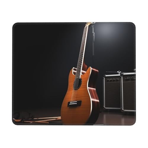 Musikinstrument-Gitarren-Mauspad mit rutschfester Gummiunterseite, wasserdichtes Gaming-Mauspad mit genähtem Rand, Laptop-Mauspad, waschbares Mauspad, Lycra-Tuch, Mäuse-Pad für Computer, Büro, 20 x 24 von Bwlhjke